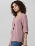 ONLY V-Neck Roll-Up Sleeves Casual Top