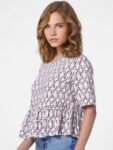 ONLY Woman Beige Geometric Print Top 2900695006-Ecru