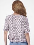 ONLY Woman Beige Geometric Print Top 2900695006-Ecru