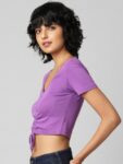 ONLY Woman Solid V- Neck Crop Top