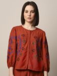 ONLY Women Abstract Printed Embroidered Round Neck Top