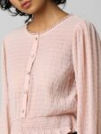 ONLY Women Pink Smocked Crop Top