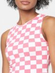 ONLY Women Pink & White Geometric Print Crop Top