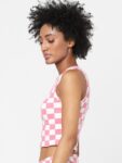 ONLY Women Pink & White Geometric Print Crop Top