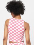 ONLY Women Pink & White Geometric Print Crop Top