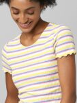 ONLY Women Yellow Striped Top