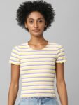 ONLY Women Yellow Striped Top