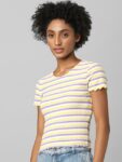 ONLY Women Yellow Striped Top