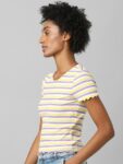 ONLY Women Yellow Striped Top