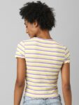 ONLY Women Yellow Striped Top