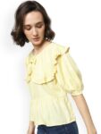 ONLY Yellow Bishop Sleeves Cape Top