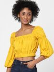 ONLY Yellow Blouson Crop Top