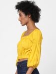 ONLY Yellow Blouson Crop Top