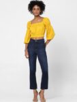 ONLY Yellow Blouson Crop Top