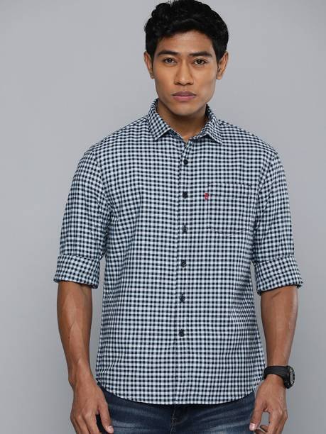 LEVI'S Men Checkered Casual Blue Shirt
