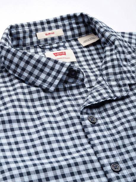 LEVI'S Men Checkered Casual Blue Shirt