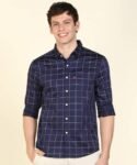 LEVI'S Men Checkered Casual Dark Blue, Pink Shirt