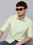 LEVI'S Men Checkered Casual Green Shirt