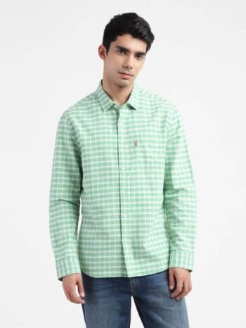 LEVI'S Men Checkered Casual Green Shirt